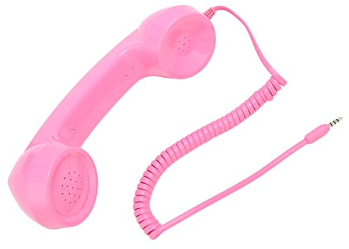 Combiné Téléphonique Rétro, Récepteur Téléphonique Rétro de Remplacement, Récepteur de Téléphone Portable Universel pour Smartphones, Ordinateurs avec Prise Casque 3,5 Mm (Rose)