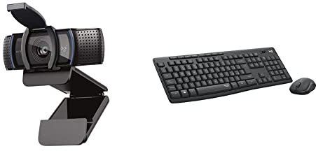 Logitech C920S HD Pro Webcam, Videochiamata Full HD 1080p/30fps, Audio Stereo Chiaro & MK295 Kit Mouse e Tastiera Wireless – Tecnologia SilentTouch, Tastierino Numerico