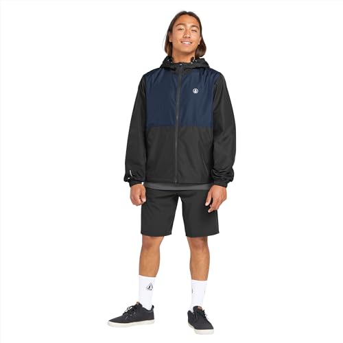 Volcom Herren Phase 91 Hooded Water Resistant Windbreaker Jacket Jacke, Stealth, M