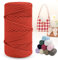 LEREATI Polyester Garn 150m Makramee Garn 4mm Geflochten Polyester-Seil Farbig Häkelgarn, Polyester Macrame Cord 4mm für Häkeltasche Umhängetasche Handtasche Geschenk Strickwaren (Helles Rostrot)