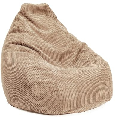 Lumaland Puf XXL de pana para videojuegos, para adultos y adolescentes, cómodo bolso de 135 x 100 cm, color beige
