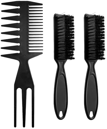 Lot de 2 brosse à barbe noires avec 1 peigne à cheveux noir, brosse de coiffure souple, accessoire de coiffure pour homme
