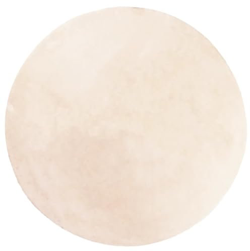 vidaXL Teppich, Wohnzimmerteppich Kurzflor Weich Waschbar, Moderner Teppich Rund für Wohnzimmer Schlafzimmer, Flauschig Einfarbig rutschfest, Beige Ø 160cm