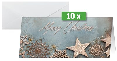 SIGEL DS099 Premium Weihnachtskarten-Set Glamorous Christmas, DIN lang, 10 Karten mit Umschlägen, ideal zum Bedrucken, aus nachhaltigem Papier