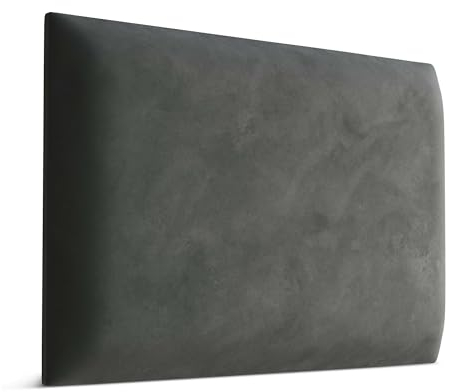 Muralo - Samt Wandkissen Stoff Polster-Paneel für Schlafzimmer Wohnzimmer Bett Wandpolster Bettkopfteil Lendekissen Modern Luxus Gepolstert Magic Velvet (Graphit, 50 cm x 40 cm)