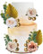 Capgoost 22 Stück Boho Tortendeko, Hochzeit Cupcake Topper, Rose Blume Palmenblätter, Gold Kugeln Tortendeko, Boho Tortenaufsatz Dekoration, DIY Kuchen Deko für Mädchen Geburtstag, Hochzeit, Babyparty