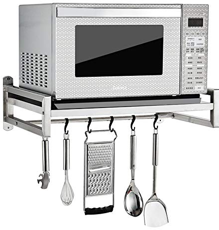 YIHANSS Estante de Aluminio para microondas, Estante de Cocina, Gancho extraíble, Soporte de Pared, Estante de Almacenamiento Que Ahorra Espacio