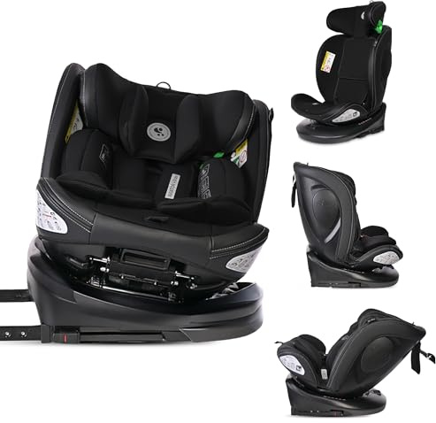 Lorelli Auto Kindersitz Aviator, Mitwachsender Autositz mit Isofix i-Size 40-150cm - Gruppe 0+/1/2/3 (0-36 kg), Babysitz ab Geburt, 360 Grad drehbar, 5-Punkt-Gurt, Einstellbare Kopfstütze, schwarz