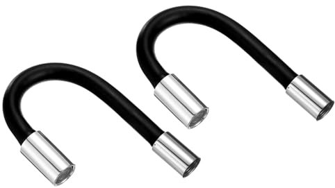 QUARKZMAN 2Stk Wasserhahnverlängerung Schwarz (20cm) - Gummi, 360° schwenkbar, lecksicher, einfach zu montieren, für fast alle Wasserhähne geeignet