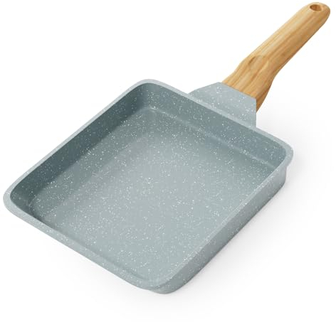 RIOVARM Antiadherente Tamagoyaki Sartén para Tortilla, Inducción Sartén para Huevos con Revestimiento de Granito, Sartén Pequeña sin PFOA, Sartén para panqueques para el desayuno, Sartén de Camping