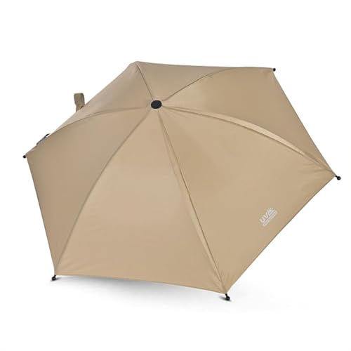 Lorelli Universal Sonnenschirm für Kinderwagen, Buggy Sonnenschutz, UV Schutz 50+, Biegsamer Schirm mit Universalhalterung für Rund- und Ovalrohre (Beige)