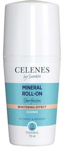 Celenes by Sweden Thermal Mineralisches Roll-On-Deodorant - Storforsen Mineral Roll-on mit Aufhellungseffekt, Aufhellende Wirkung, Aluminiumfrei, Parabenfrei, 75ml- 2ER PACK