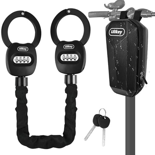 Ulikey Zahlen E Scooter Schloss, 95cm Handschellenschloss mit Zahlencode, Reset-Code-Schlüssel Fahrradschloss Ebike Hohe Sicherheit, Hochbelastbare Schlösser für E Scooter, Fahrräder, E-Bike, Motorrad