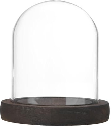 M METERXITY Campana de Cristal, Cúpula de Vidrio de 3.9x3.1 con Base de Madera para Hacer Bolas de Nieve/Plantas Pequeñas/Flores/Velas/Modelos/Souvenirs, Centro de Mesa [Oscura]