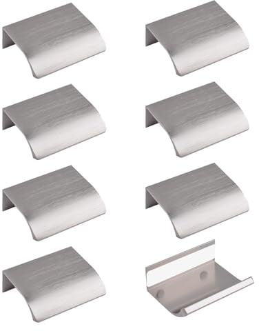 MOROBOR Finger Edge Pull, 8 Stück verdeckter Griff Aluminiumlegierung Unsichtbarer Griff 50mm Möbelgriffe aus gebürstetem Nickel Selbstklebende Sofort-Schrankschubladenzüge