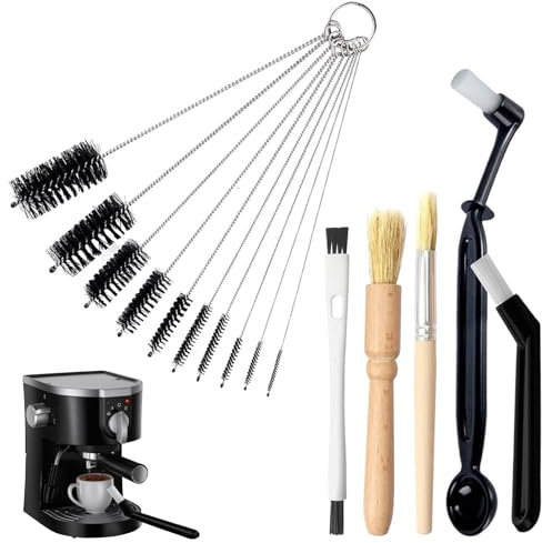 15-Piece Coffee Cleaning Set with Brush for Grinder and Espresso Machine, Bristle Cleaning Tools with Spoon and Thin Pipe Cleaners