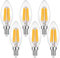 Hcnew E14 Kerze LED Lampe für Kronleuchter, 6W(Max.6.5W) 806 Lumen ersetzt 60 Watt,2700K Warmweiß Vintage LED Filament Glühlampen,klares Glas,6 Stück