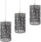 Industrial Vintage Style Easy Fit Metal Cage Drum Lampshade Ceiling Pendant Lamp with Free Reducer Plate for Living Rooms Bedroom Kitchen Dining Room and Cafe (3 Pack Brushed Silver B6)
