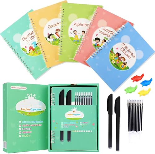 Creative Steps Magische gerillte Schreibübungen für Kinder im Alter von 3–5 Jahren – wiederverwendbare gerillte Handschrift-Übungsbücher – Vorschul-Lernaktivitäten & Briefverfolgungskopierbuch (5