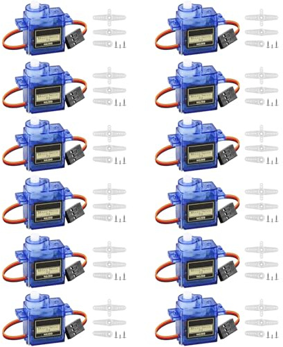 Lot de 12 mini servomoteurs 9G pour Arduino, mini servomoteur avec câble, micro servo moteur 9 G pour robot radiocommandé/main/marche, hélicoptère, bateau, avion, voiture