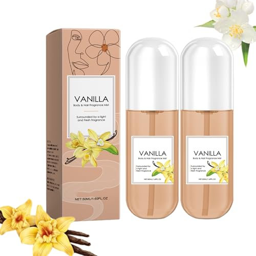 Vanille Parfüm Für Haut & Haar Mit Natürlichem Extrakt – Langanhaltender Duftnebel-Spray Für Reisen Und Dates, Kompakt & Ölfrei Mit 8h Halt (2stk)
