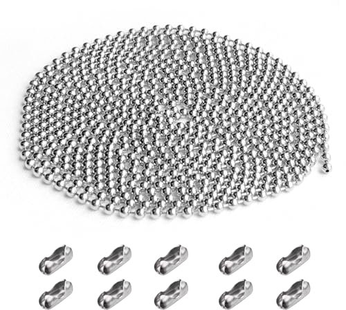 6 Meter/19.69 Feet Roller Blind Chain, 4.5mm Silver Vertical Blind Chain with 10 Pcs Blinds Cord Connector