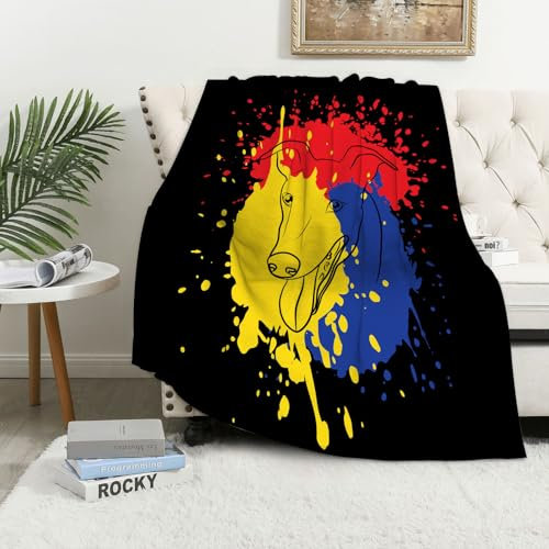 MAAPCHP Kuscheldecke Flauschig Decke Fleecedecke Windhund Hund 3 ab Wohndecke Warm Winter Weich,Decke Couch Blanket,Wohn- & Kuscheldecken 100 x 130 cm,Sofa überwurfdecke