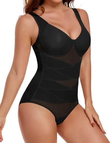 UMIPUBO Body Contenitivo Modellante Donna Pancia Piatta Shapewear Bodysuit Body Mesh Shapewear Dimagrante Intimo Snellente Shaper V Collare Sexy Bustier Spallacci Larghi