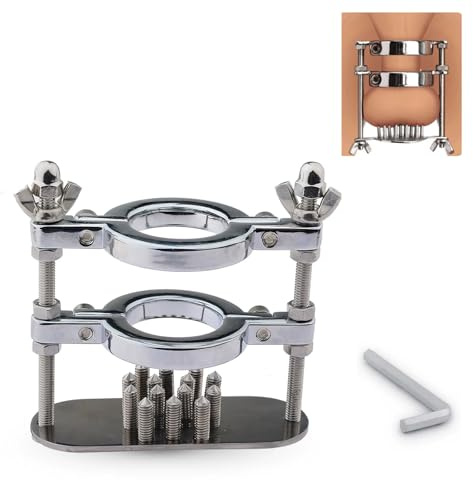 LZMYZ Hoden Stretcher Metall CBT Bondage für Männer Einstellbar Hodensack Folter mit Spikes Stimulator BDSM Bondage Erotik Fetisch Hodenring Eiche Sexspielzeug(G)