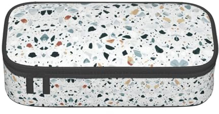 Terrazzo Federmäppchen, Marmor, Pastellfarben, großes Fassungsvermögen, Schreibwaren, Aufbewahrungstasche mit Reißverschluss, Jungen, Mädchen, Studenten, Schule, Schwarz , Einheitsgröße, Koffer