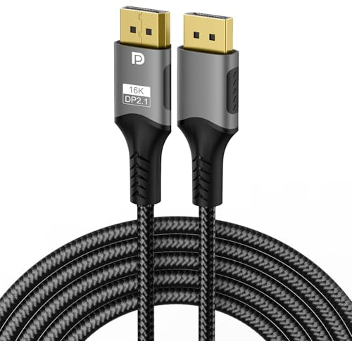 Bpzmm 16K Câble DisplayPort 2.1, Câble DP vers DP 2M compatible 16K@60Hz 8K@120Hz 4K@240Hz/165Hz/144Hz DSC 1.2a, Display Port 2.1 pour Moniteur Gaming, PC et TV