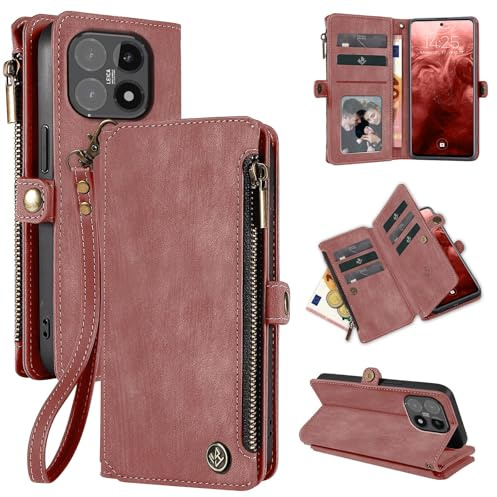 LBH Handy Hülle für Xiaomi 15T Klapphülle RFID Schutz Wallet Geldbeutel Geldbörse Cover Case Flipcase Kartenfächer Geldfach Münzfach Rosa