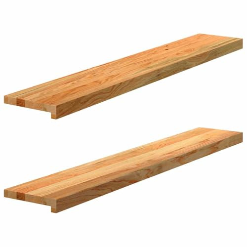 Lot de 2 rebords de fenêtre intérieurs, rebords de fenêtre - Marron clair - 120 x 20 x 2 cm - Chêne massif - Rebord de fenêtre pour plantes