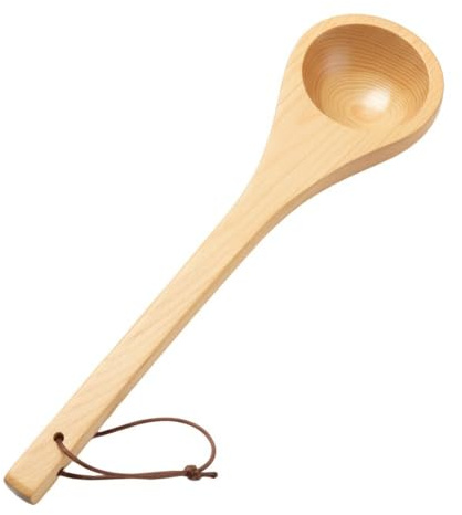 NINMORTH Saunakelle aus Zedernholz 38 cm mit Schnur sicheres Wasserschaufeln, hitzebeständiger Holzlöffel kompatibel mit Saunaeimern