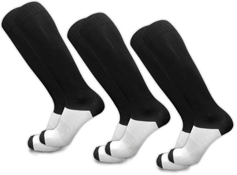STEXFIT Calzettoni Calcio Uomo e Bambino, Calzettoni Lunghi Uomo Calcio, Calze Calcetto con Cuciture Piatte anti Vesciche, Calzini Traspiranti e Resistenti per Allenamento e Partita, 3 paia