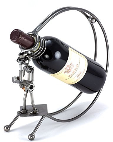 Steelman24 I Figurine en métal Support pour Bouteille De Vin avec Serveur I Made in Germany I Idées Cadeaux I Sculpture d’Acier I Hommes de métal