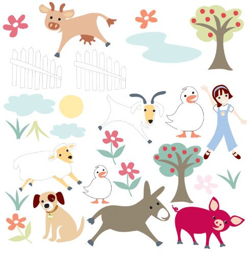 Jomoval RoomMates Wiederverwendbare Wandsticker, Auf dem Bauernhof