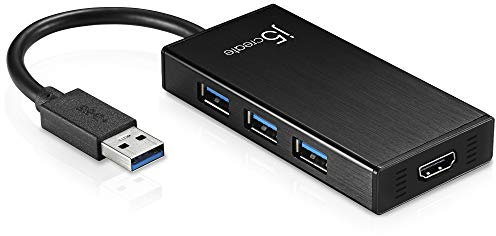 j5create USB 3.0 Multi Port Adapter- HDMI 1080p 2048 x 1152 @ 32bit | 3-Port USB 3.0 Hub | USB 3.0 SuperSpeed | Backwards Compatible with USB 2.0/1.1 Devices | Compatible with Windows and Mac (JUH450)