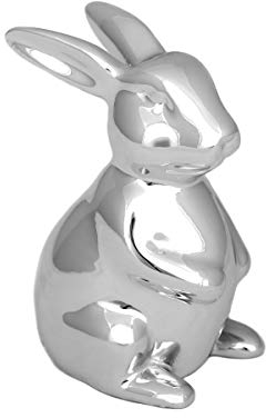 Brillibrum Design Hasen Figur versilbert Osterhasen Deko Häschen in Silber kleine Dekofigur Papa Mama Kind Hase stehend (Variante 3)