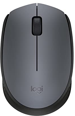 Logitech Mouse wireless M170, 2,4 GHz con ricevitore nano USB, tracciamento ottico, durata della batteria di 12 mesi, ambidestro, PC/Mac/Laptop, nero/grigio