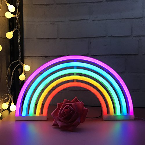 QiaoFei Niedliches Regenbogen-Neonlicht, LED-Schild in Regenbogenform, Zeltschilder/Wanddekoration für Weihnachten, Geburtstag, Kinder, Wohnzimmer, Hochzeitsdeko (Regenbogenfarben)