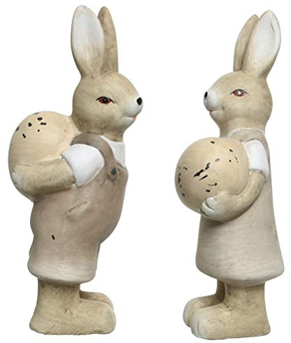 Kaemingk frühlingshafter Deko-Hase Osterhase als Hasen-Paar aus Keramik cremefarbig Preis für 2-er Set