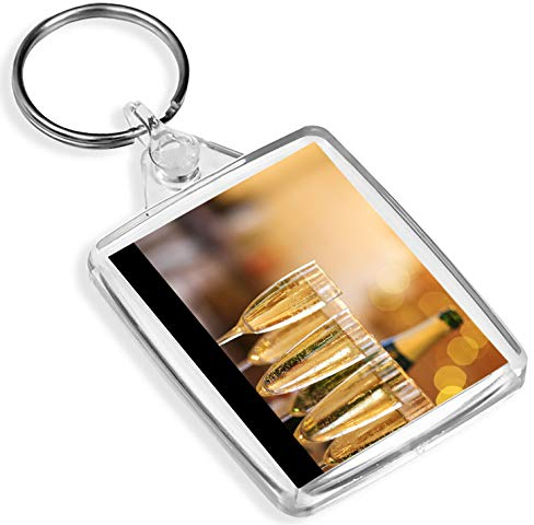 Champagne Flute Celebration Keyring Fizzy Bubbles Fancy Alcohol #16077