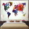 Ameyahud Weltkarte Tapisserie Wasserfarben Weltkarte Wandteppich Abstrakte Karte Wandteppich Wandteppich für Schlafzimmer (XL/180 x 230 cm, bunte Karte)