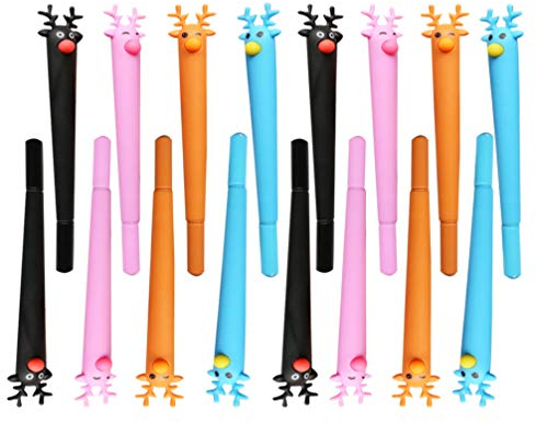 NUOBESTY Gelschreiber, weihnachtliches Hirsch, niedliche Schreibstifte, Schul- und Bürobedarf für Jungen Mädchen, 0,5 mm, schwarze Tinte, 16 Stück