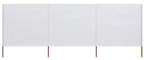 vidaXL Paravent 3 Paneele, Stoff, 400 x 80 cm, Weiß/Sand