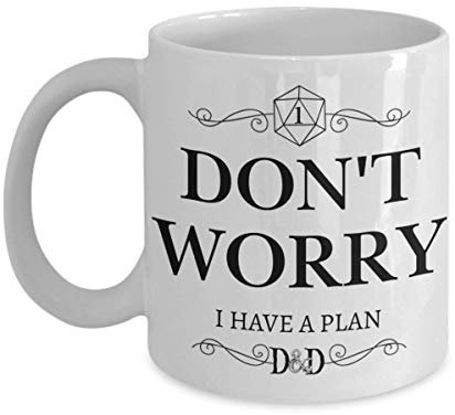 DnD D20 Dungeons and Dragons Tisch-Tasse RPG Gamer, lustig, 325 ml oder 425 ml, weiße Keramik, Nerd Geek, Kaffeetasse für Männer