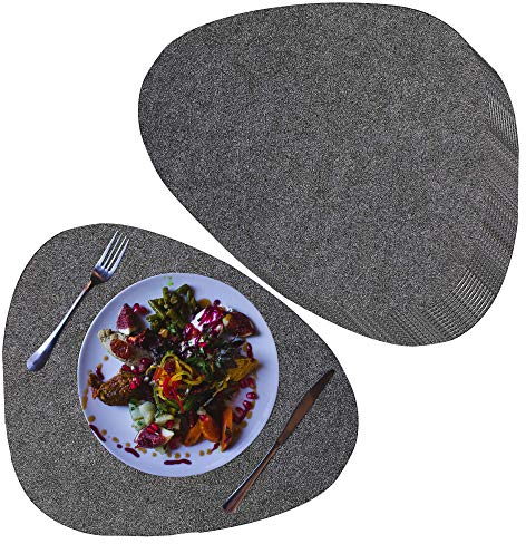 Tischset Apart Platzmatte│12er Set aus Filz 2fach Sortiert │Nierenform grau und anthrazit (1 x 12er Set Tischset Filz)