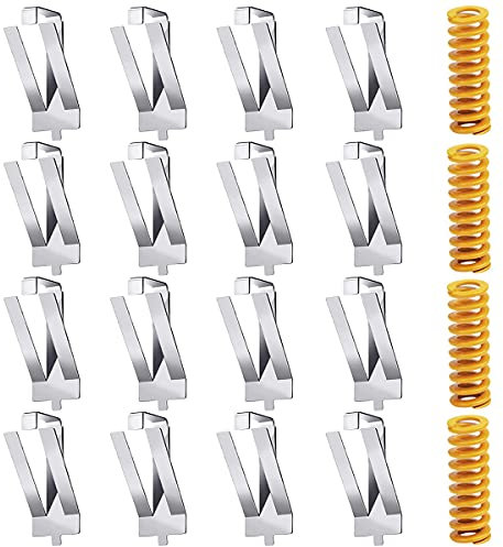 Youmile Lot de 16 Pinces à Ressort en Verre en Acier Inoxydable pour Plate-Forme d'imprimante 3D Compatible avec Creality Ender 3 Pro/Ender 3S/Ender 5 Pro/CR-20 PRO/CR-10S avec Moule à Ressort