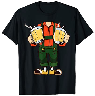 Oktoberfest Lederhosen Disfraz Jarras De Cerveza Celebración Camiseta